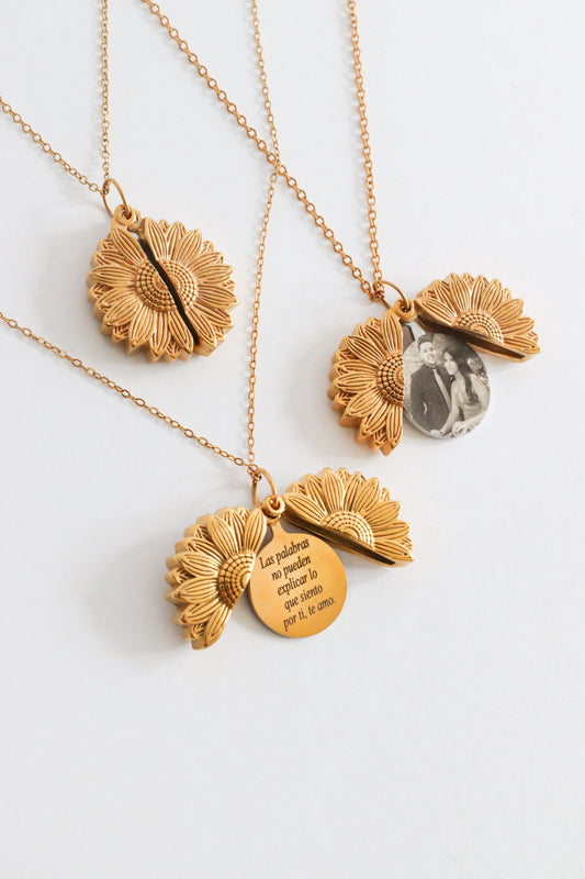 Collar de Girasol Con tu Foto Favorita