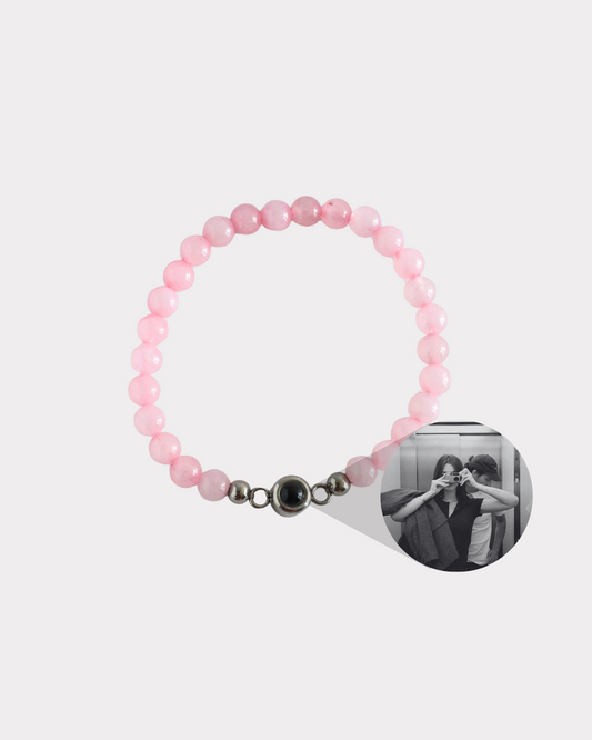 Brazalete ojo de cristal cuarzo rosa