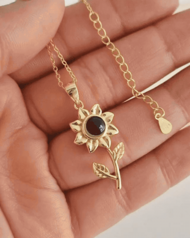 Cadena plata 925 girasol ojo de cristal