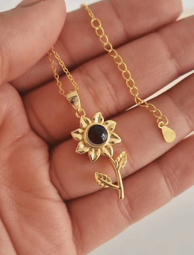 Cadena plata 925 girasol ojo de cristal